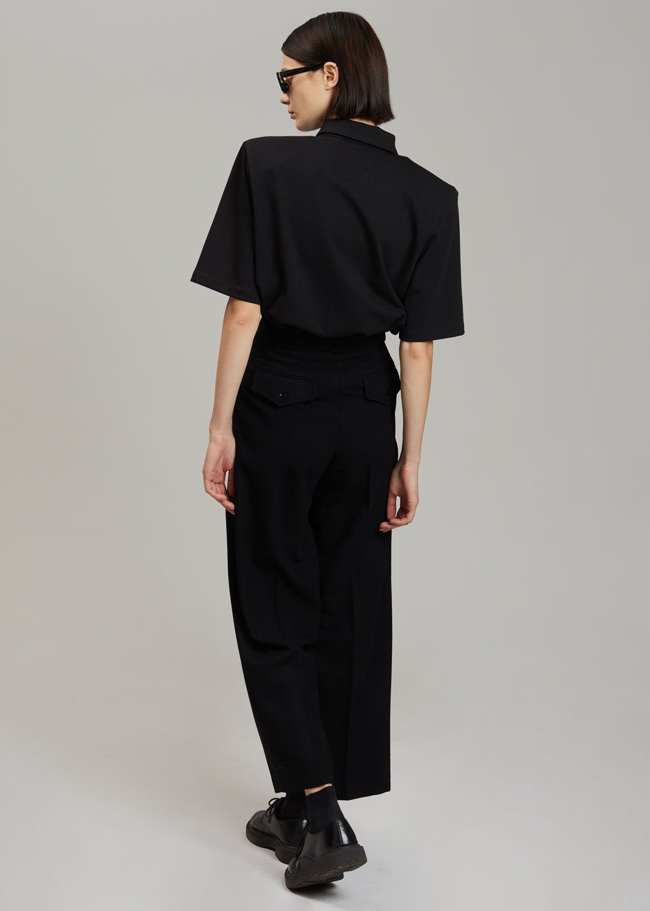Rane Padded Shoulder Polo - Black top Paper Moon – view 8 of 9
