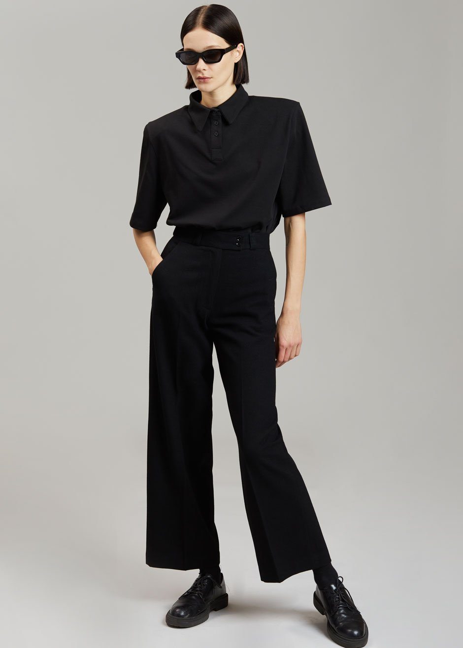 Rane Padded Shoulder Polo - Black top Paper Moon – view 2 of 9