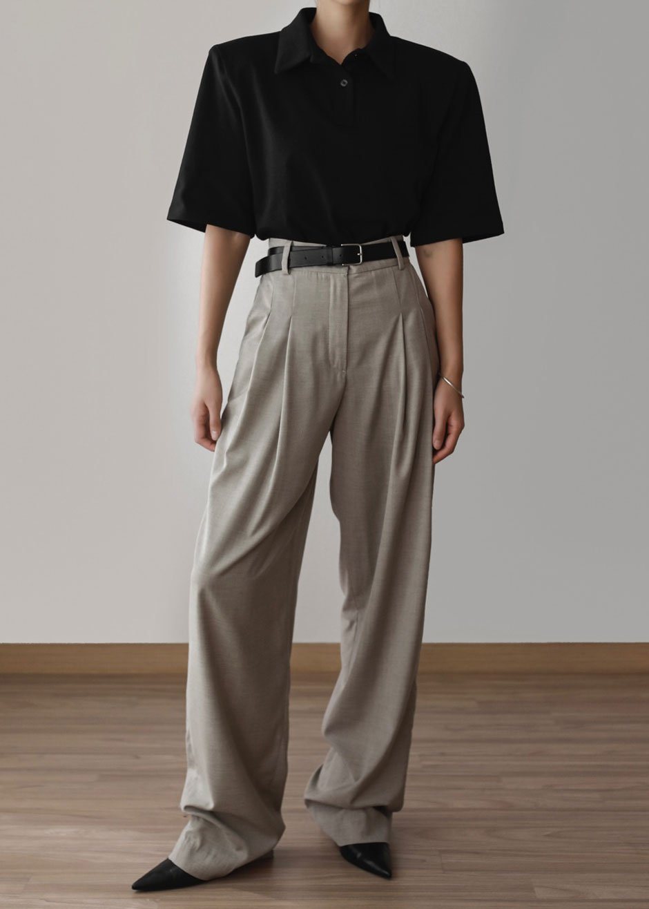 Rane Padded Shoulder Polo - Black top Paper Moon – view 3 of 9