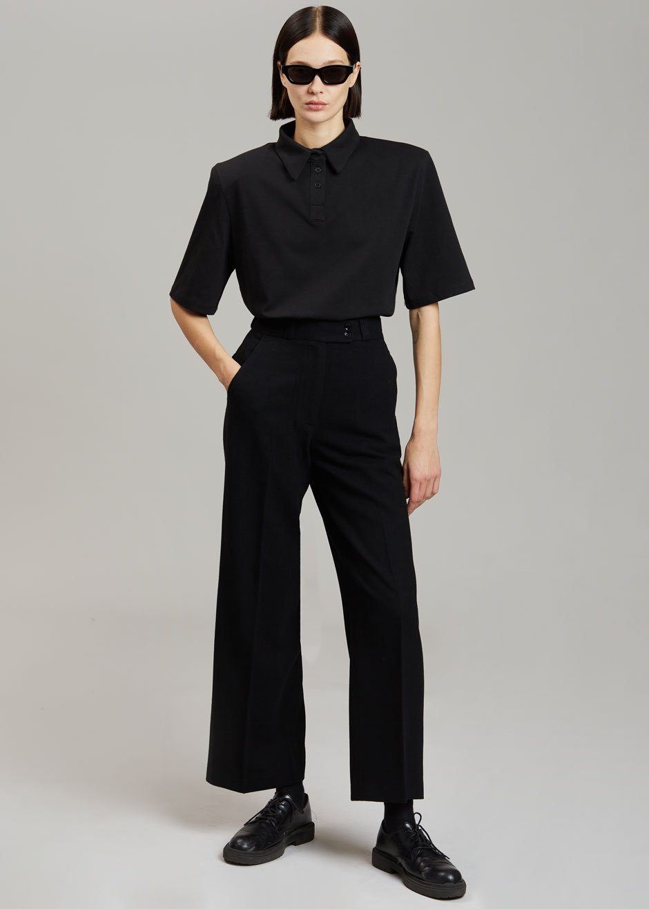 Rane Padded Shoulder Polo - Black top Paper Moon – view 5 of 9
