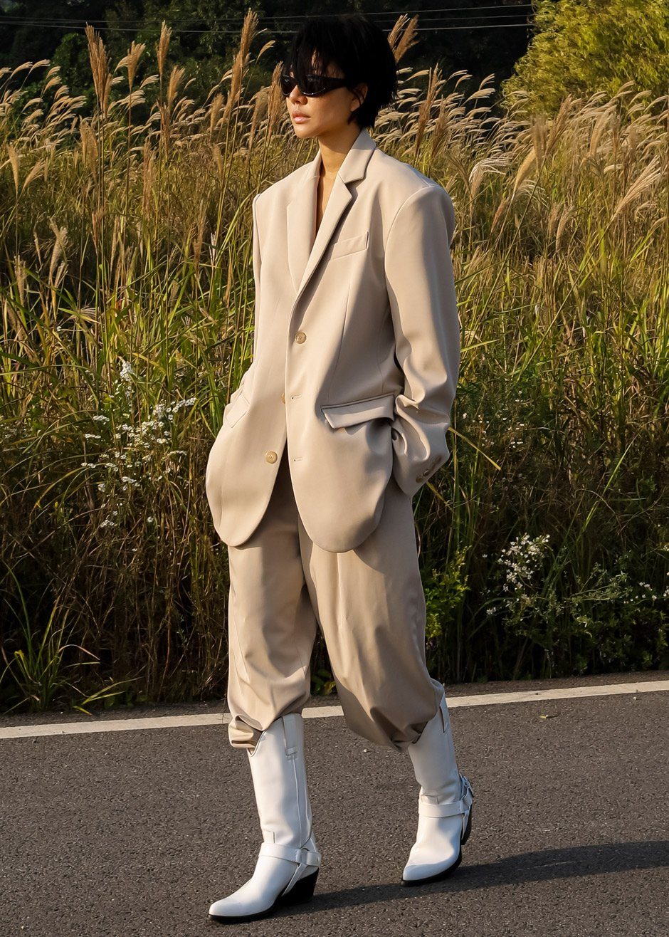 Tansy Oversized Blazer - Beige Blazer Nickishop – view 4 of 13