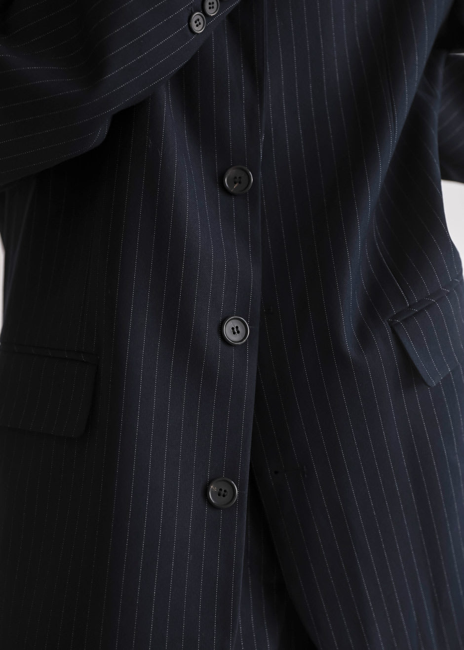 Tansy Oversized Blazer - Navy Pinstripe Blazer Nickishop – view 8 of 12