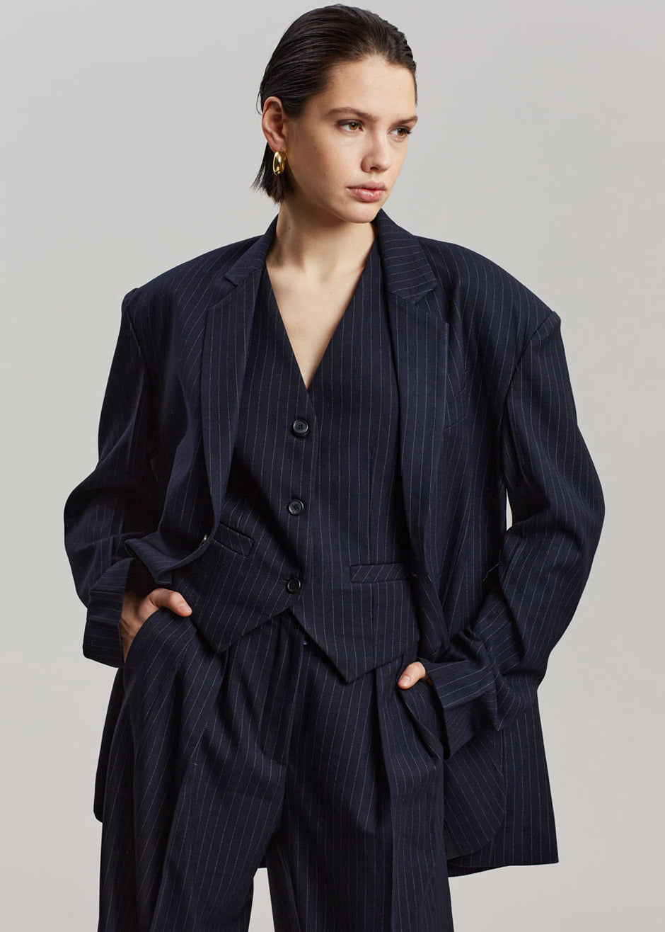 Tansy Oversized Blazer - Navy Pinstripe Blazer Nickishop – view 3 of 12