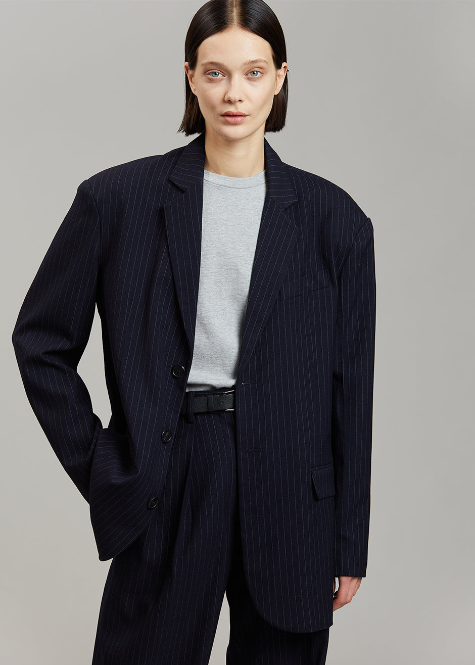 Tansy Oversized Blazer - Navy Pinstripe Blazer Nickishop – view 7 of 12