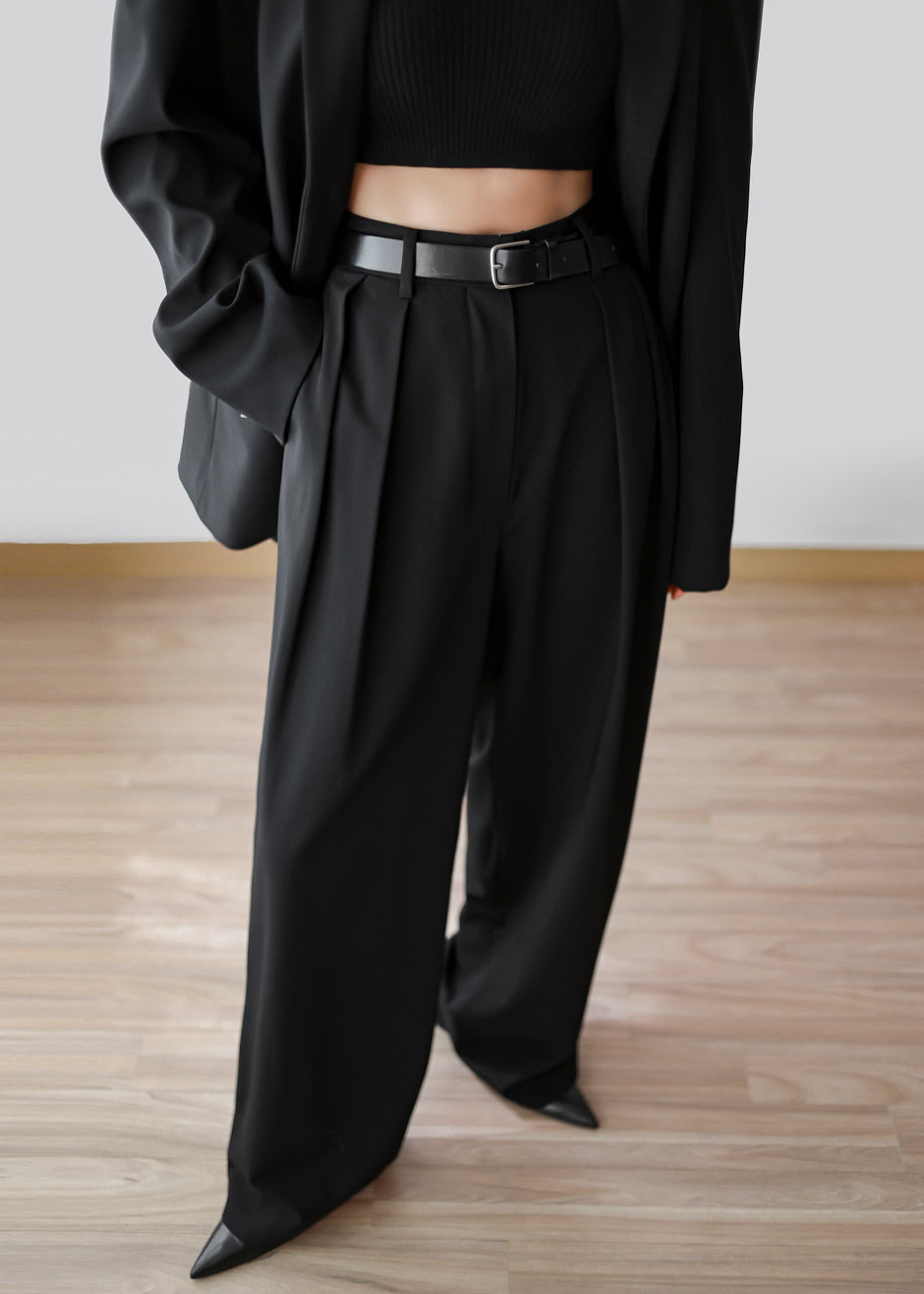 Tansy Pleated Trousers - Black Pants Nickishop – view 1 of 10