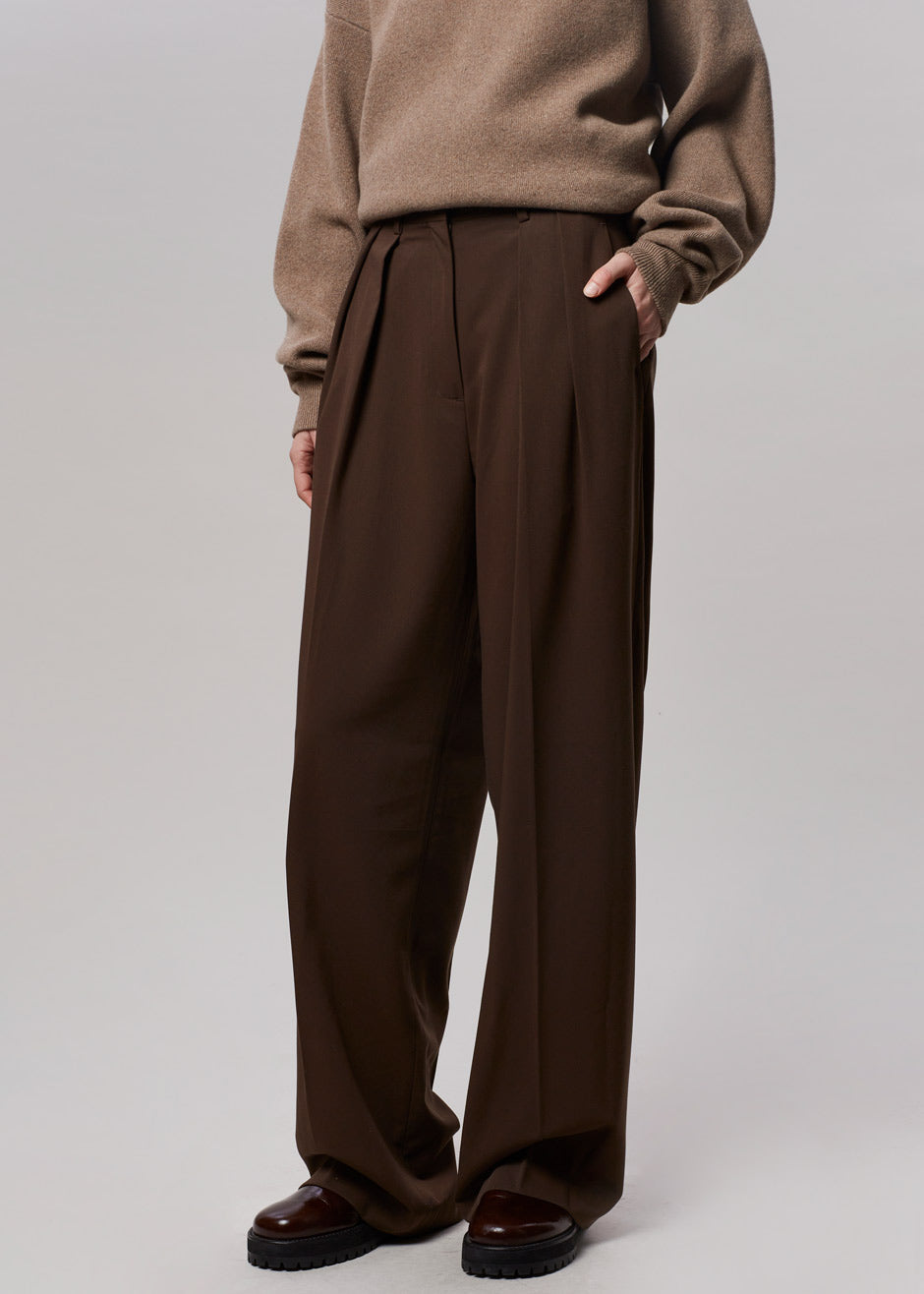 Tansy Pleated Trousers - Chocolate Pants Nickishop – view 6 of 13