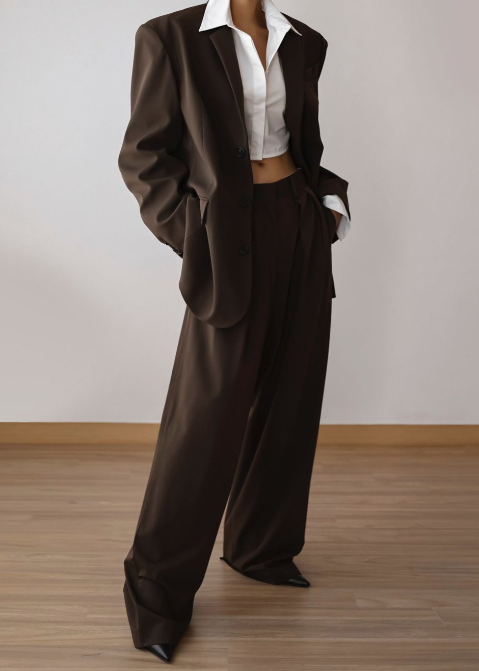 Tansy Pleated Trousers - Chocolate Pants Nickishop – view 5 of 13