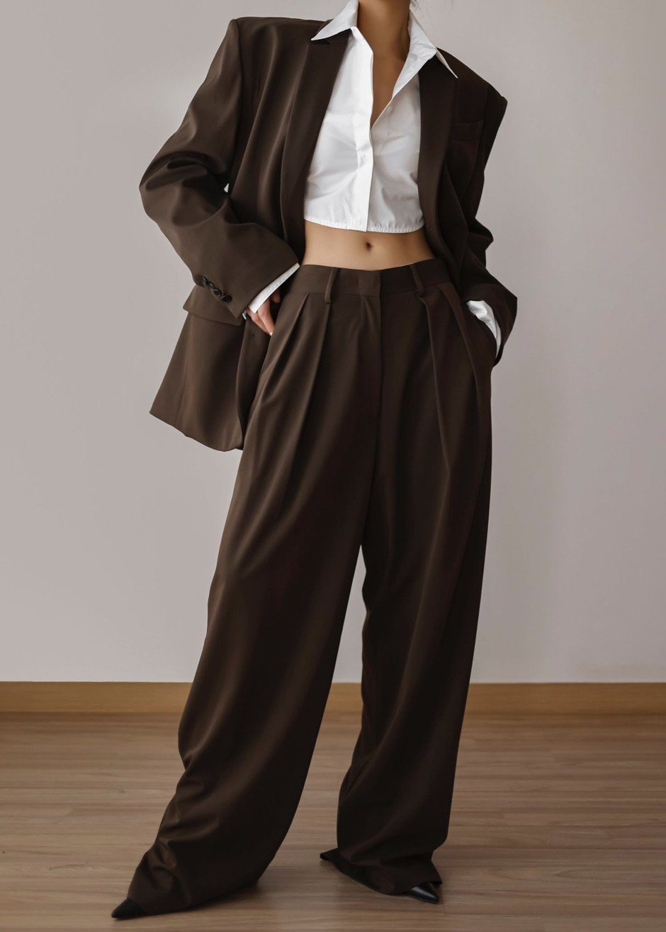 Tansy Pleated Trousers - Chocolate Pants Nickishop – view 4 of 13