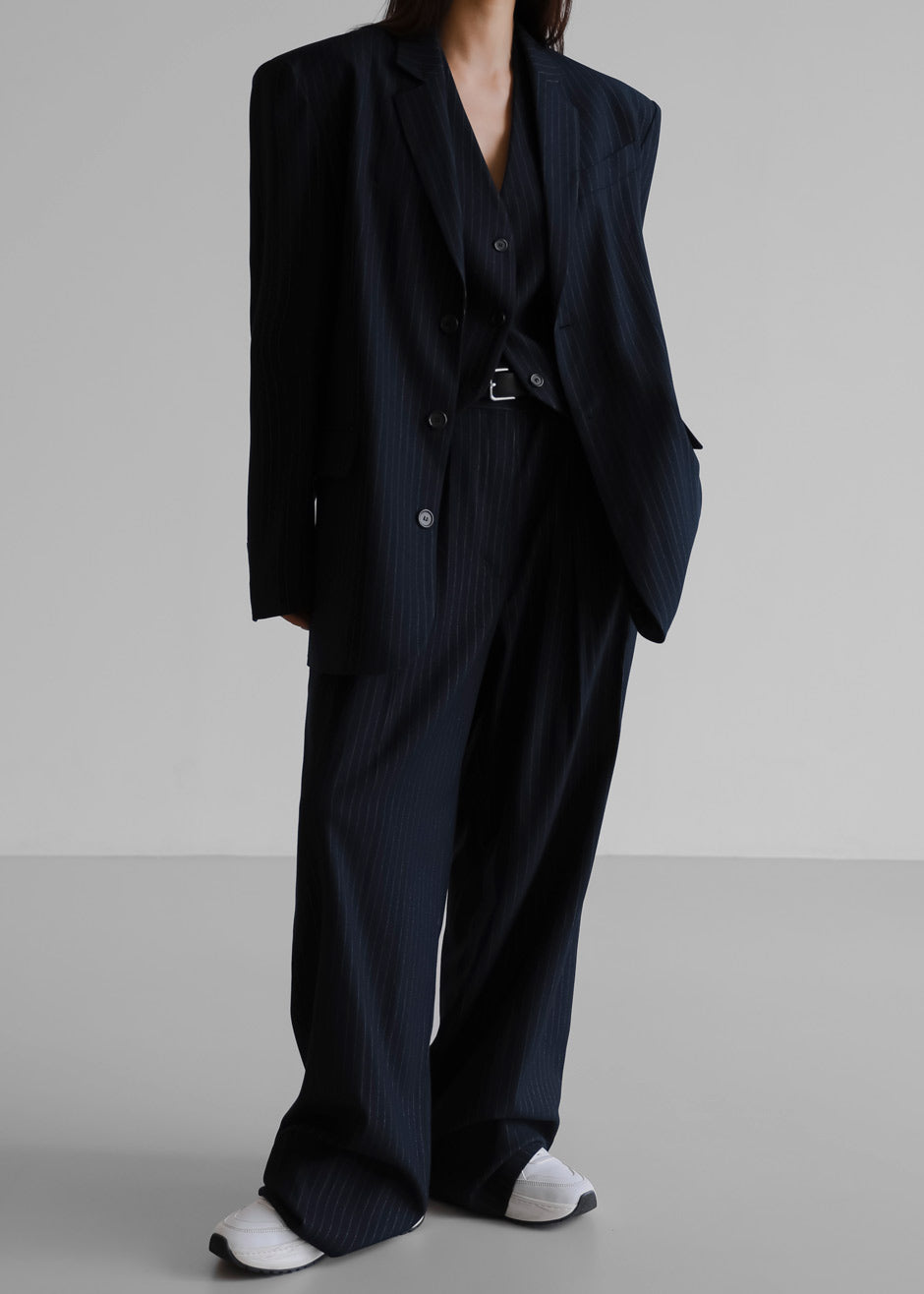 Tansy Tailored Vest - Navy Pinstripe Vest Nickishop – view 7 of 12