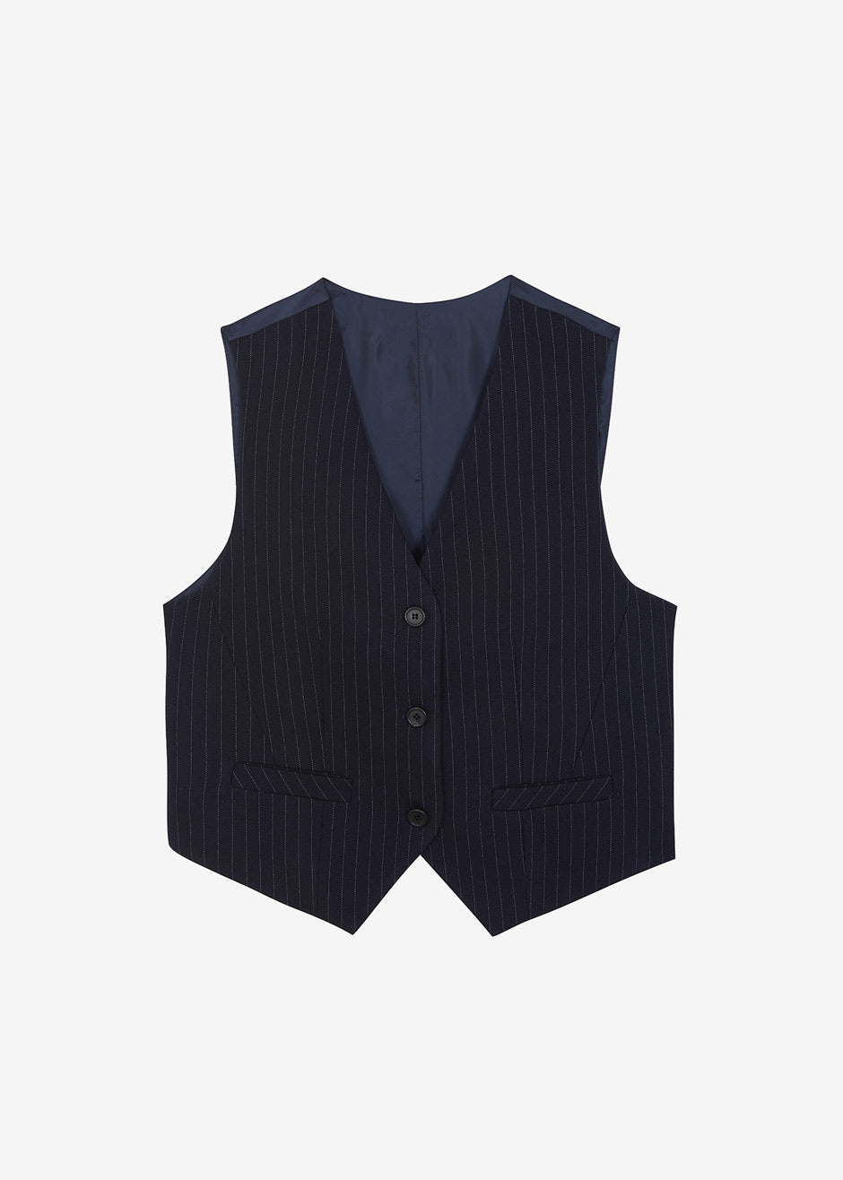 Tansy Tailored Vest - Navy Pinstripe Vest Nickishop – view 12 of 12